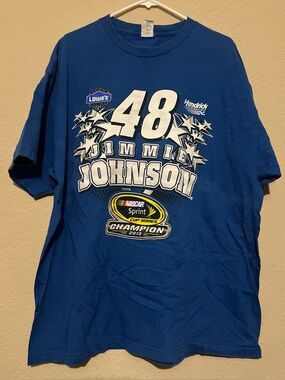 Jimmie Johnson #48 Blue NASCAR Champion Graphics T‑Shirt XXL 2XL